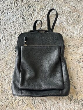 Black Leather Backpack - Classic Minimalist Design